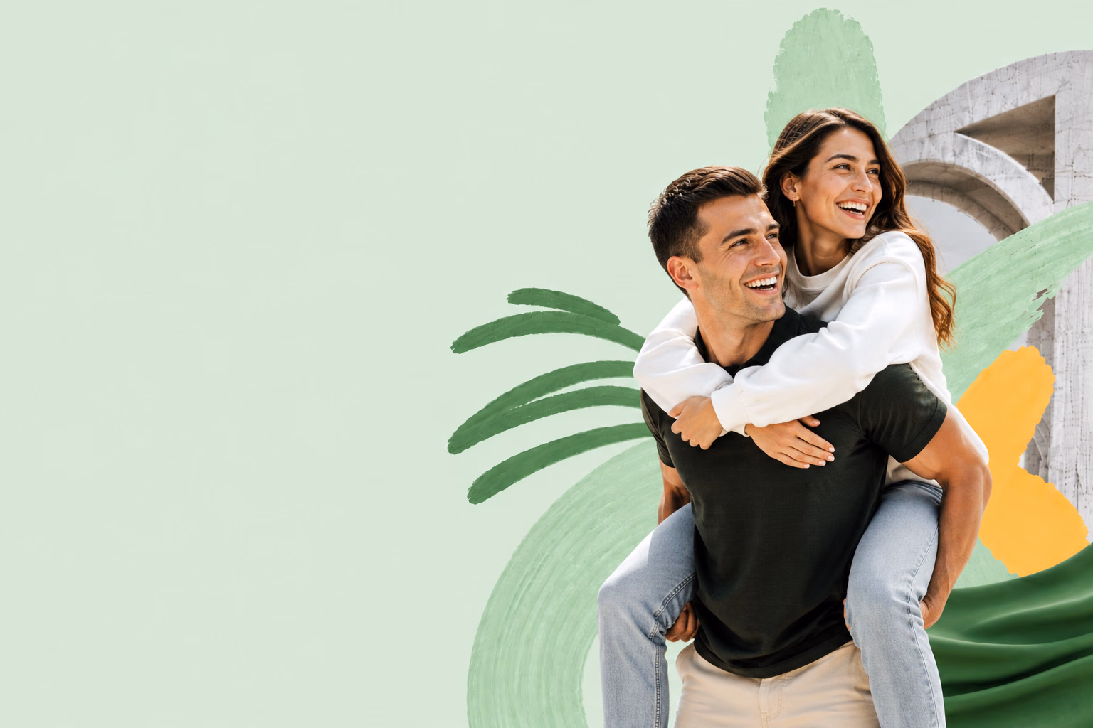 Smart money decisions start with NajdiKredit. Two friends laughing together outdoors, ready to find their loan match.